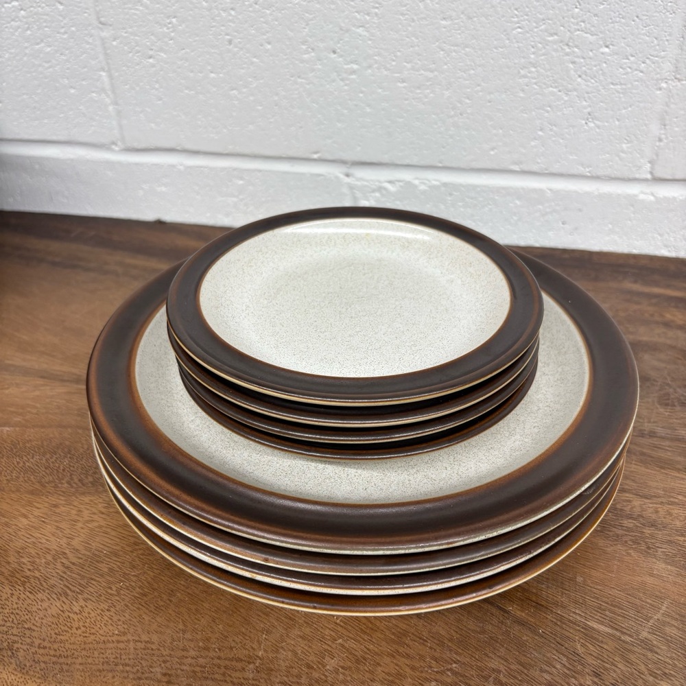 Denby Parchment Beige & Brown Stoneware Dishes Plates